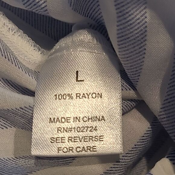 Grand and greene sz L blue striped button front shirt - Picture 7 of 7